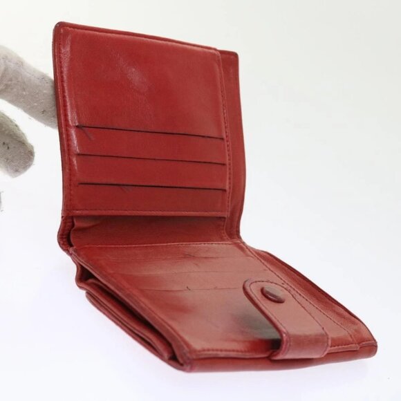 CHANEL Wallet Lamb Skin Red CC Auth - Picture 9 of 16